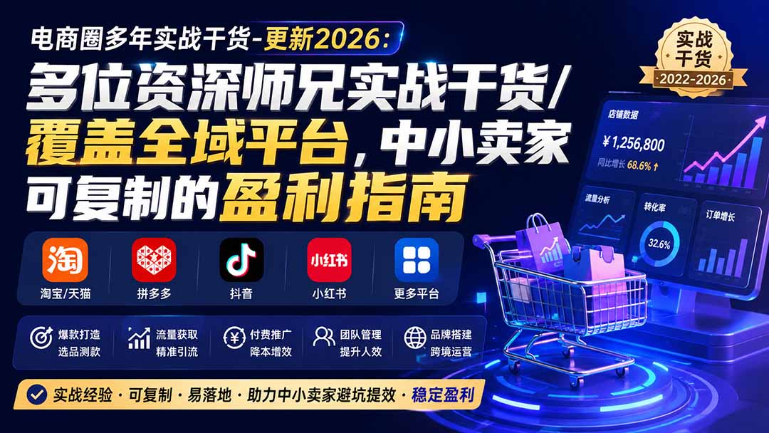 电商圈多年实战干货-更新2026：多位资深师兄实战干货/覆盖全域平台，中小卖家可复制的盈利指南-橙心云网创