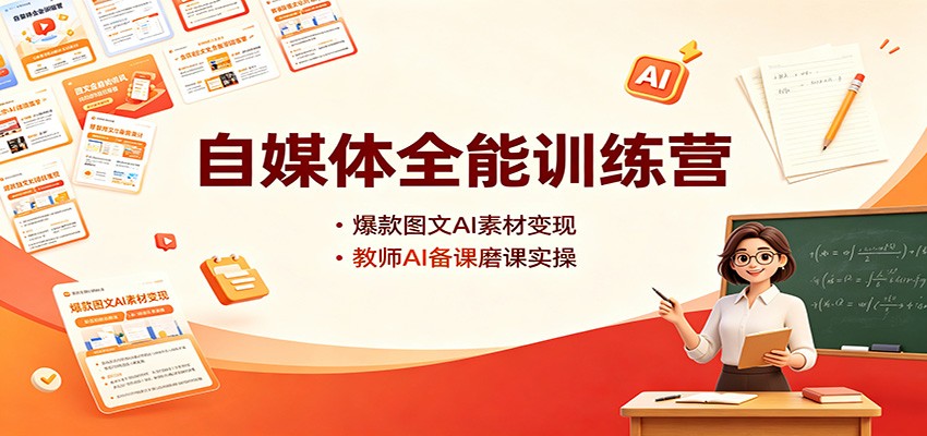 自媒体全能训练营：爆款图文AI素材变现，教师AI备课磨课实操-橙心云网创