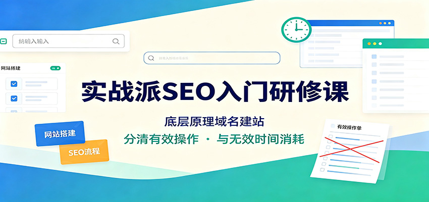 实战派SEO入门研修课:底层原理域名建站,分清有效操作与无效时间消耗-橙心云网创