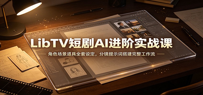LibTV短剧AI进阶实战课:角色场景道具全套设定,分镜提示词搭建完整工作流-橙心云网创