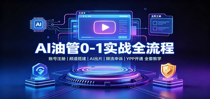 AI油管0-1实战:账号注册频道搭建,AI出片,限流申诉,YPP开通全套教学-橙心云网创