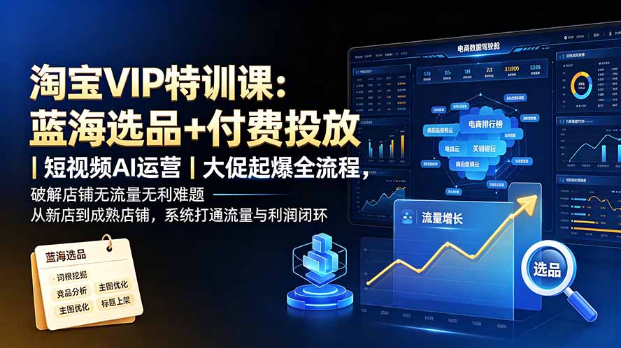 淘宝VIP特训课-更新:蓝海选品+付费投放|短视频AI运营|大促起爆全流程,破解店铺无流量无利润难题-橙心云网创