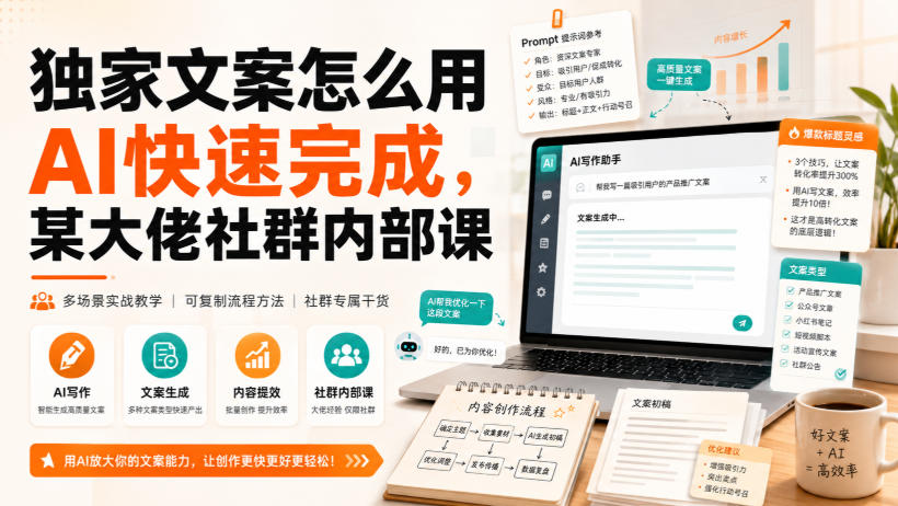 独家文案怎么用AI快速完成，某大佬社群内部课-橙心云网创
