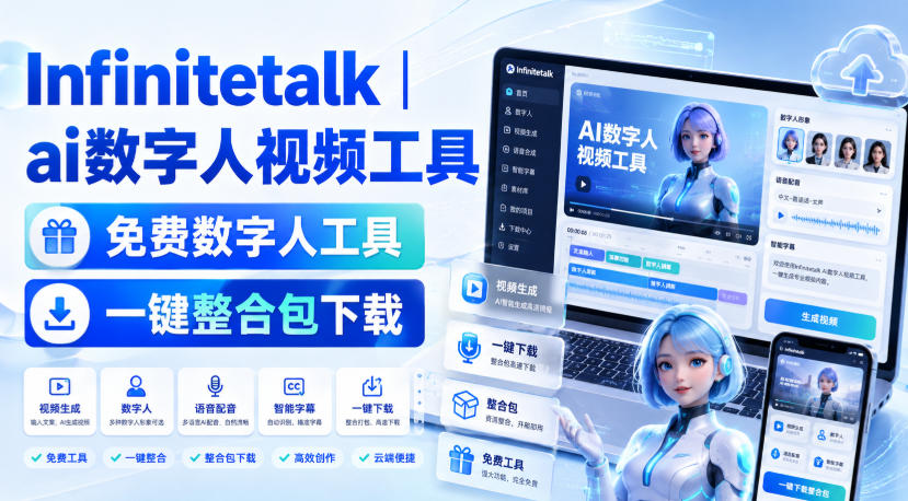 Infinitetalk丨ai数字人视频工具,免费数字人工具,一键整合包下载-橙心云网创