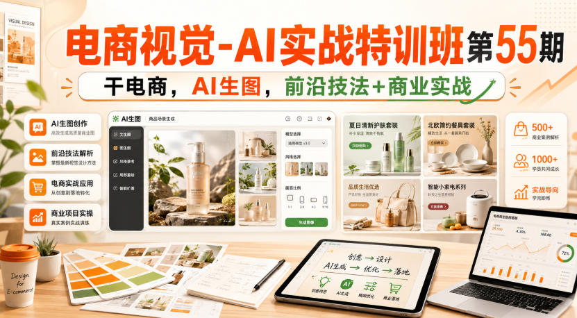 电商视觉-AI实战特训班第55期，干电商，AI生图，前沿技法+商业实战-橙心云网创