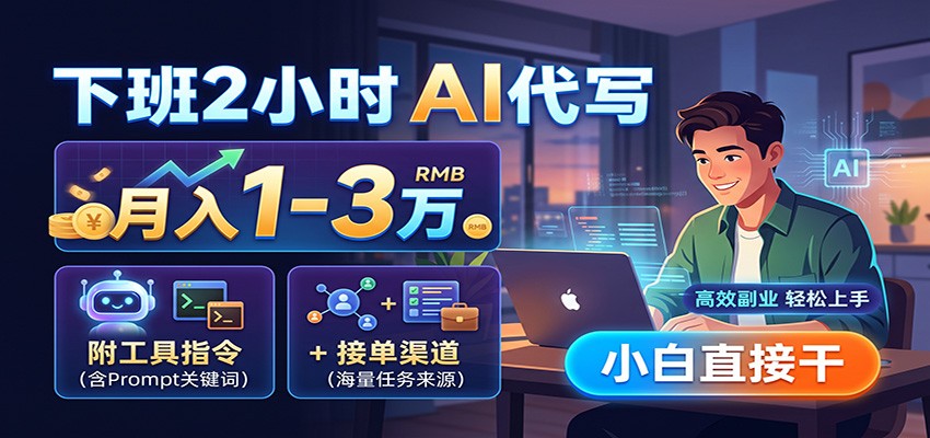 下班2小时AI代写，月入1-3万，附工具指令+接单渠道，小白直接干-橙心云网创