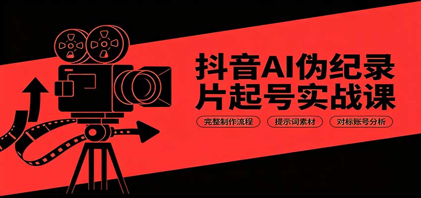抖音AI伪纪录片起号实战课:完整制作流程,提示词素材,对标账号分析-橙心云网创