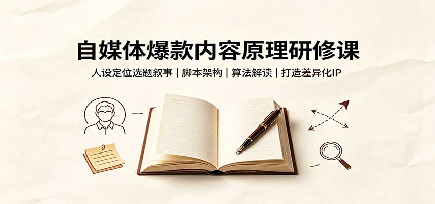 自媒体爆款内容原理研修课:人设定位选题叙事,脚本架构,算法解读打造差异化IP-橙心云网创