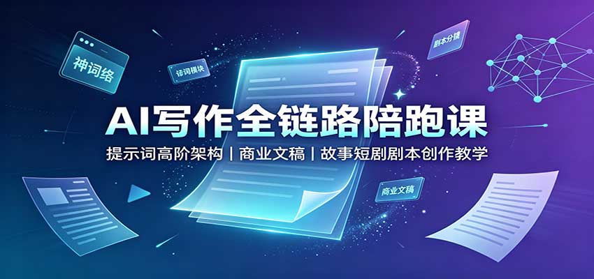 AI写作全链路陪跑课:提示词高阶架构,商业文稿,故事短剧剧本创作教学-橙心云网创