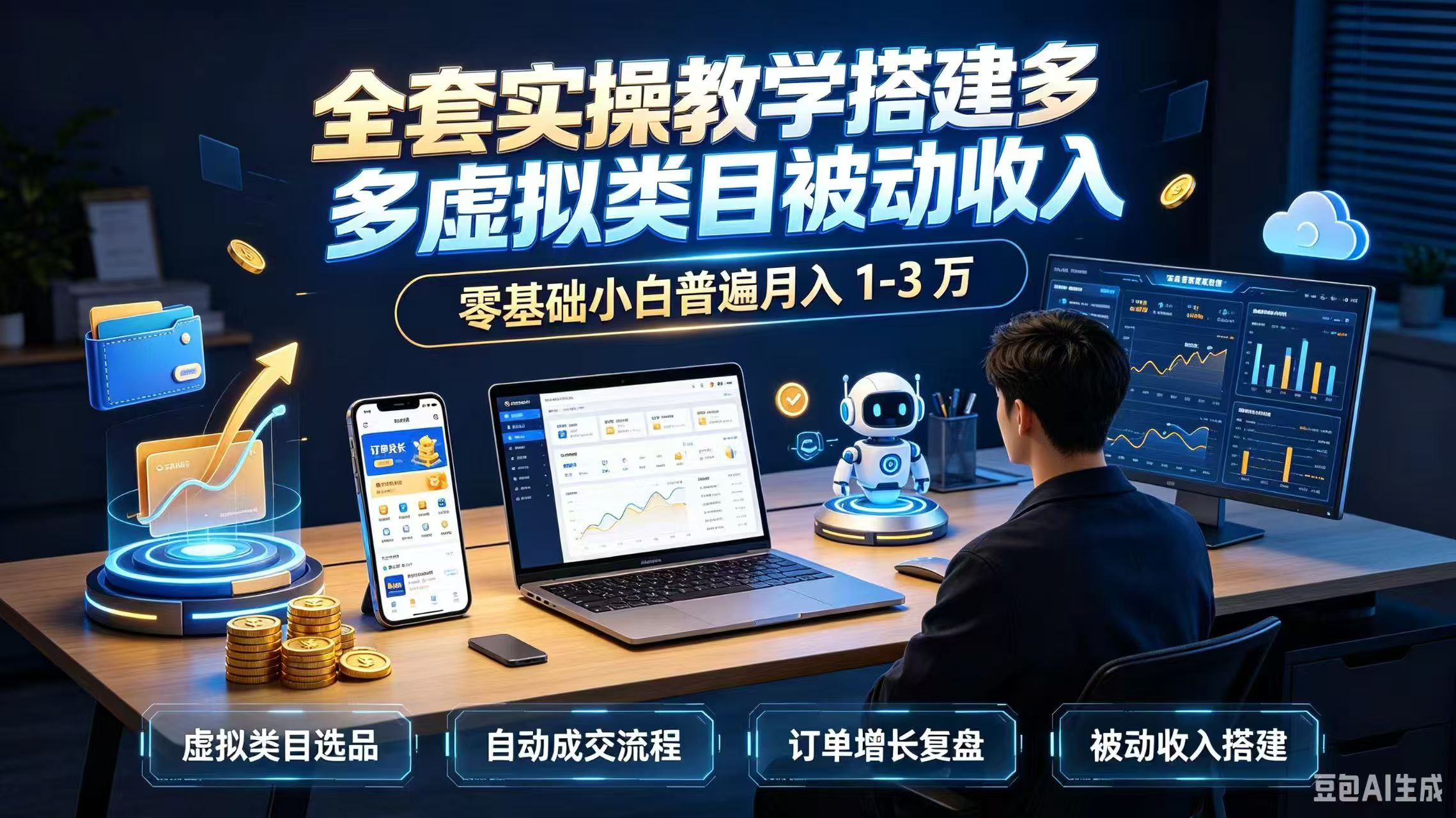 全套实操教学搭建多多虚拟类目被动收入，零基础小白普遍月入 1-3 万-橙心云网创