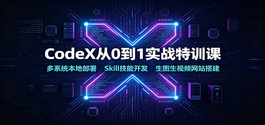 CodeX从0到1实战特训课:多系统本地部署,Skill技能开发,生图生视频网站搭建-橙心云网创