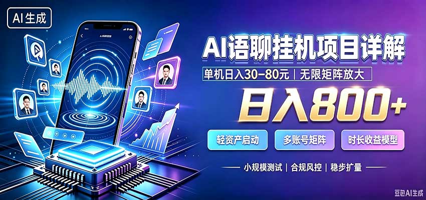 AI语聊挂机，日入800+，适用个人副业，工作室矩阵操作-橙心云网创