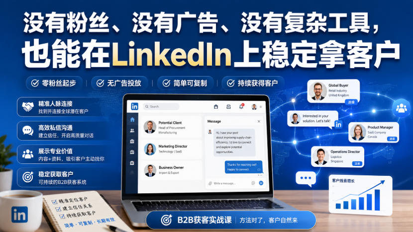 没有粉丝、没有广告、没有复杂工具,也能在LinkedIn上稳定拿客户【原创双语字幕】-橙心云网创