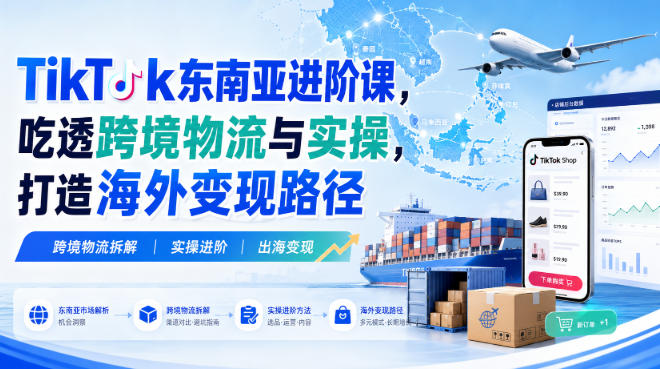 TikTok东南亚进阶课,吃透跨境物流与实操,打造海外变现路径-橙心云网创