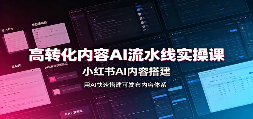 高转化内容AI流水线实操课:小红书AI内容搭建,Skill工具配置,转化内容生产-橙心云网创