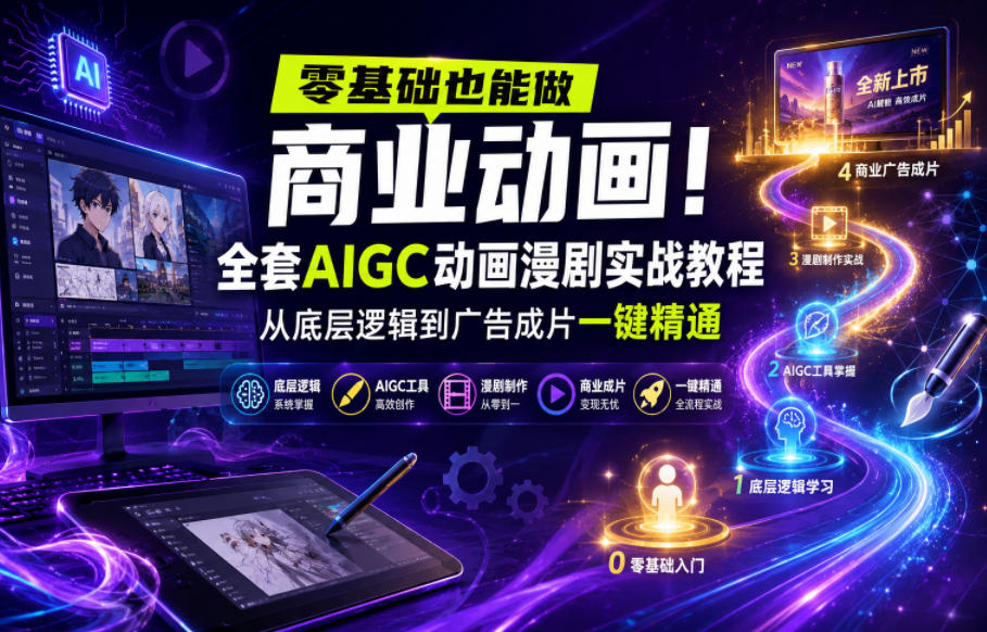零基础也能做商业动画!全套AIGC动画漫剧实战教程,从底层逻辑到广告成片一键精通(更新0905)-橙心云网创