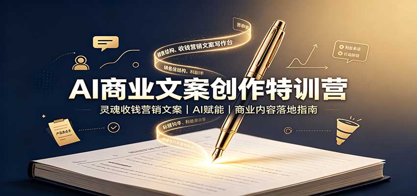 AI商业文案创作特训营：灵魂收钱营销文案，AI赋能，商业内容落地指南-橙心云网创