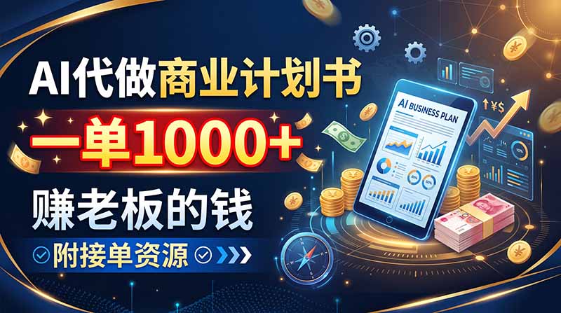 AI代做商业计划书,一单1000+,赚老板的钱,附接单资源-橙心云网创