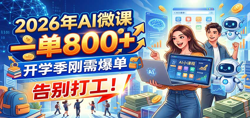 2026年AI微课，一单800+，开学季刚需爆单，告别打工！-橙心云网创