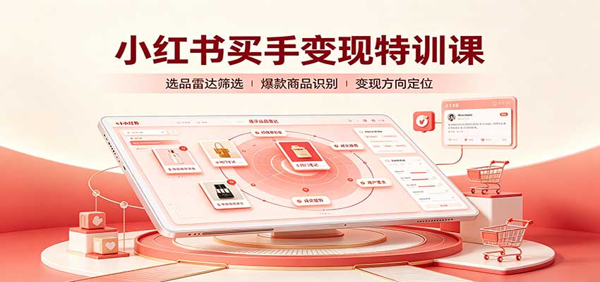 小红书买手变现特训课：账号定位养号起号，选品挂车，笔记标题封面全套教学-橙心云网创