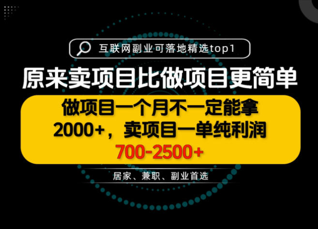 一单利润700-2.5K+,为什么我们要卖项目而不是做项目,我们普通人应该怎样开始?【揭秘】-橙心云网创