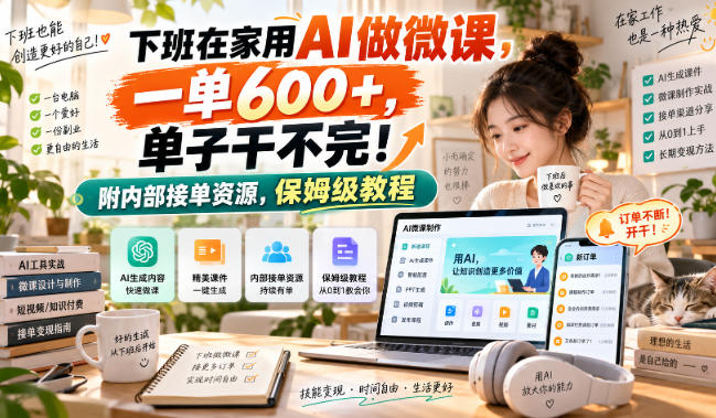 下班在家用AI做微课,一单600+,单子干不完!附内部接单资源,保姆级教程【揭秘】-橙心云网创