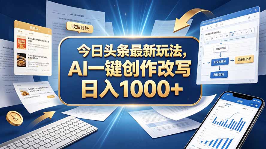 今日头条最新玩法,AI 一键创作改写,简单易上手,轻松日入 1000 +-橙心云网创