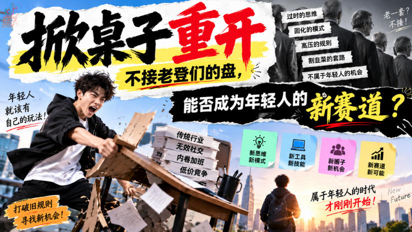 某公众号付费文章:掀桌子重开,不接老登们的盘,能否成为年轻人的新赛道?-橙心云网创
