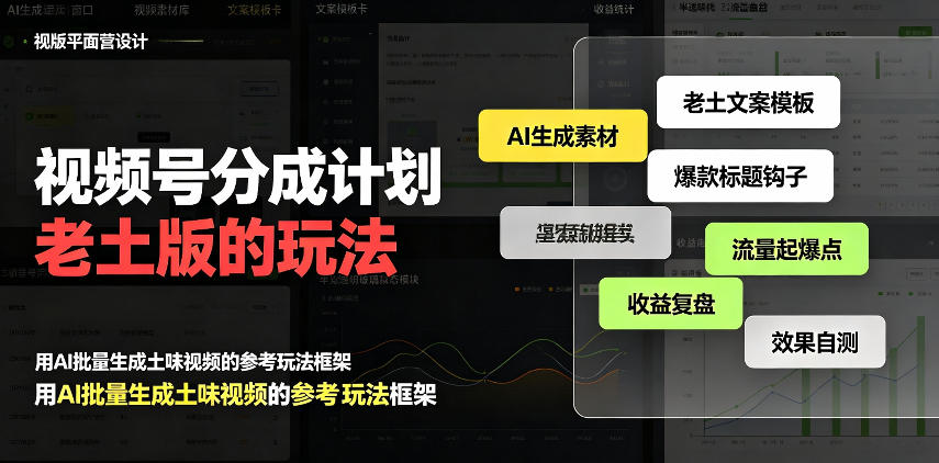 视频号分成计划老土版的玩法,流量爆炸,每天收益300+,纯靠AI生成,越土的玩法,越高级-橙心云网创
