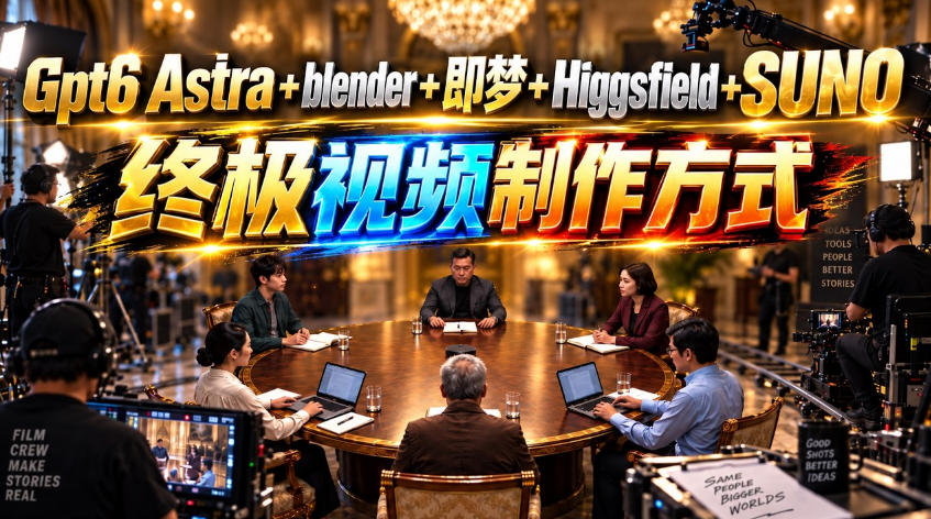 GPT-6 Astra+Blender+即梦+Higgsfield+Suno=终极视频制作方式!-橙心云网创