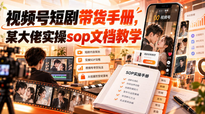 视频号短剧带货手册，某大佬实操sop文档教学-橙心云网创