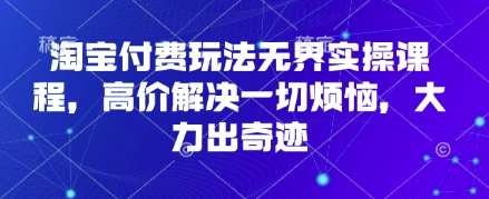 淘宝付费玩法无界实操课程,高价解决一切烦恼,大力出奇迹-橙心云网创